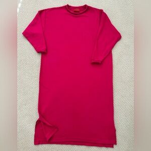 Kenji Long Sleeve Long Night Shirt Gown 100% Cotton Dark Pink  Sz Sm Over Size